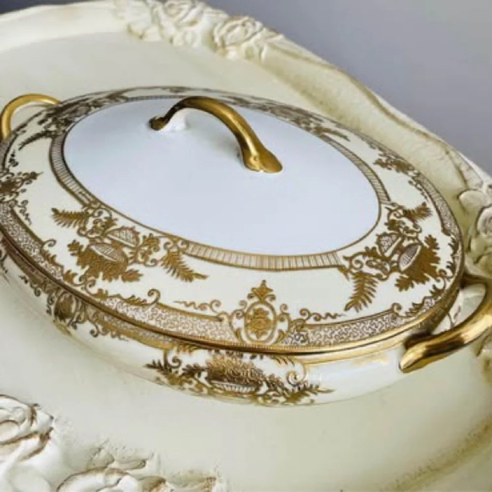 Noritake VINTAGE  Gold FLEURGOLD SERVING BOWL WITH LID NO. 37531
